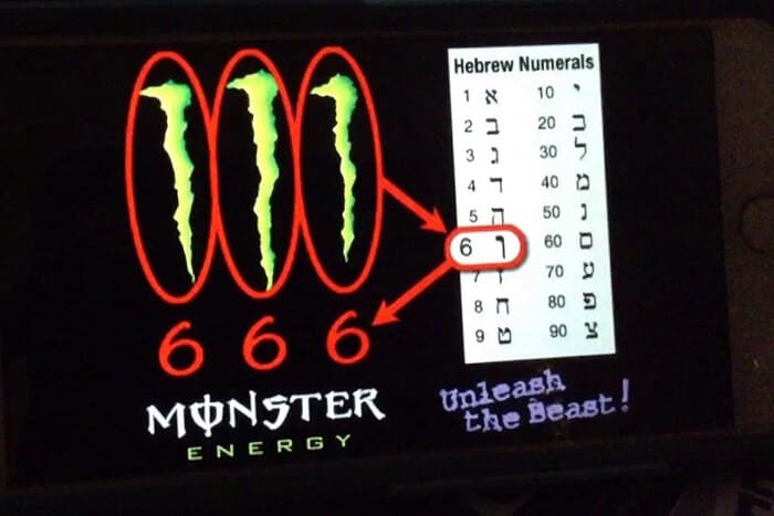 Monster Energy Drink Logo Is 666 In Hebrew Numeric Symbols